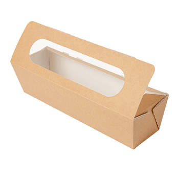 Boîte sandwich baguette en carton nano-micro avec fenêtre 27.5x8x6.2cm - carton de 200 unités