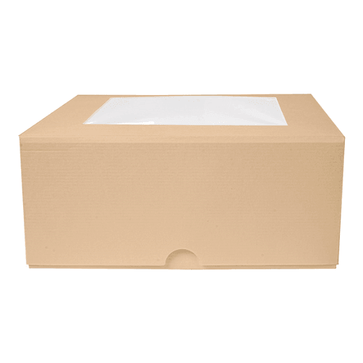 Boîte pâtissière avec fenêtre MARRON 18x18x7.5(h) cm - carton de 200 unités
