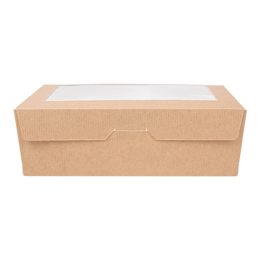 Boîte salade en carton nano-micro avec fenêtre 1000 ml - 12x17x5.5cm - carton de 200 unités