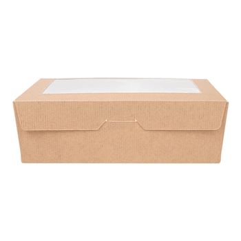 Boîte salade en carton nano-micro avec fenêtre 1000 ml - 12x17x5.5cm - carton de 200 unités