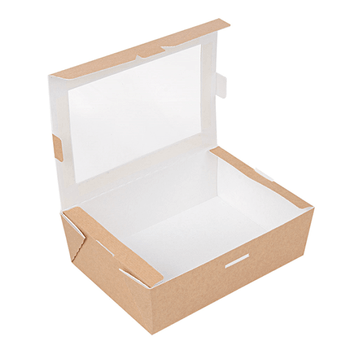 Boîte salade en carton nano-micro avec fenêtre 1000 ml - 12x17x5.5cm - carton de 200 unités