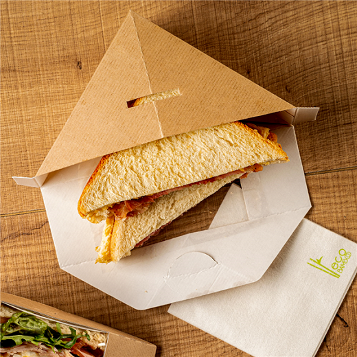 Boîte sandwich triangle simple en carton nano-micro avec fenêtre - 12.4x12.4x5.5cm - carton de 500 unités