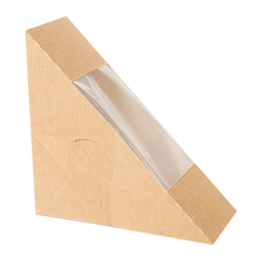 Boîte sandwich triangle simple en carton nano-micro avec fenêtre - 12.4x12.4x5.5cm - carton de 500 unités