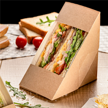 Boîte sandwich triangle double en carton nano-micro avec fenêtre - 12.4x12.4x7.5cm - carton de 500 unités