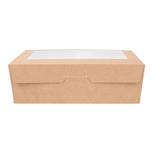 Boîte salade en carton nano-micro avec fenêtre 1000 ml - 12x17x5.5cm - paquet de 50 unités