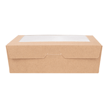 Boîte salade en carton nano-micro avec fenêtre 1000 ml - 12x17x5.5cm - paquet de 50 unités