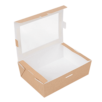 Boîte salade en carton nano-micro avec fenêtre 1000 ml - 12x17x5.5cm - paquet de 50 unités