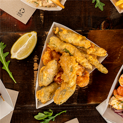 Barquette triangulaire en carton ondulé MARRON nano-micro 480g - 14.5 x 19 x 3.5 cm - carton de 900 unités