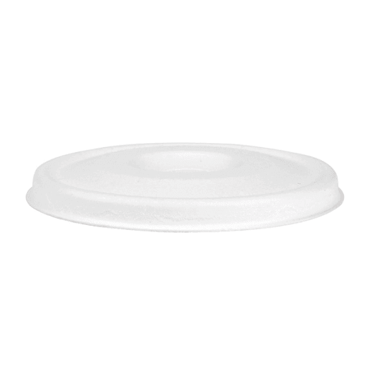 Couvercle écologique en BAGASSE BLANC  avec pré découpe pour paille pour gobelet 24 et 36 cl - carton de 1000 unités