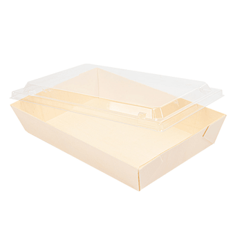 Combo barquette en bois et couvercle en PET 19 x 12.5 x 4 cm - carton de 200 unités