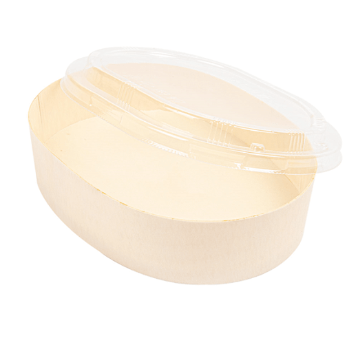Combo barquette en bois et couvercle en PET 18.7 x 13.8 x 4.5 cm - carton de 100 unités