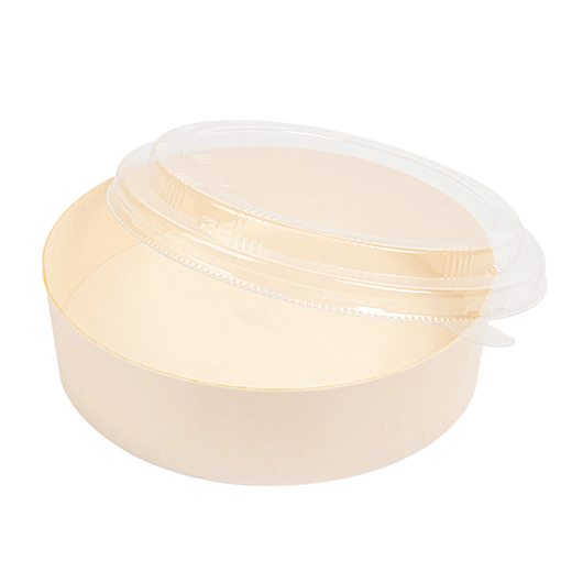 Combo barquette en bois et couvercle en PET 16.5 x 4.5 cm - carton de 100 unités