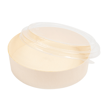 Combo barquette en bois et couvercle en PET 16.5 x 4.5 cm - carton de 100 unités