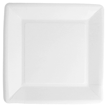 Assiette blanche en carton bio-laquées 18x18 cm ingraissable et biodégradable - carton de 400 unités