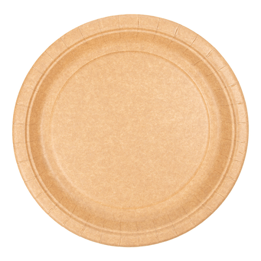 Assiette kraft en carton bio-laquées 22 cm ingraissable et biodégradable - carton de 400 unités
