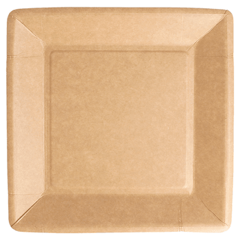 Assiette kraft en carton bio-laquées 18x18 cm ingraissable et biodégradable - carton de 400 unités