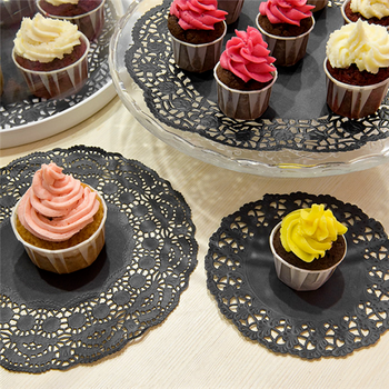 Dentelles rondes ajourées noires Ø 11.5 cm - pack de 250 unités