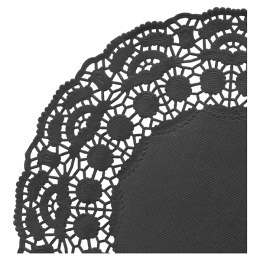 Dentelles rondes ajourées noires Ø 21.5 cm - pack de 250 unités