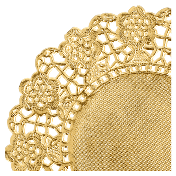 Dentelles rondes ingraissables or métallisées Ø 12 cm - pack de 100 unités