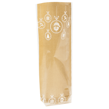 Sachet avec fond PP type TOILE DE JUTE NOËL 100 x 220 mm - carton de 1000 unités