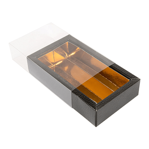 Boîtes à chocolats et macarons NOIRE 14.5x7.5x3.5(h)cm - pack de 50 unités