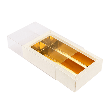 Boîtes à chocolats et macarons BLANC PERLE 14.5x7.5x3.5(h)cm - pack de 50 unités