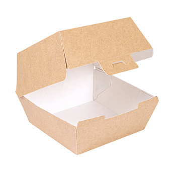 Coque burger large haute en carton nano-micro KRAFT 14.4x13.6x9.2 cm - paquet de 50 unités