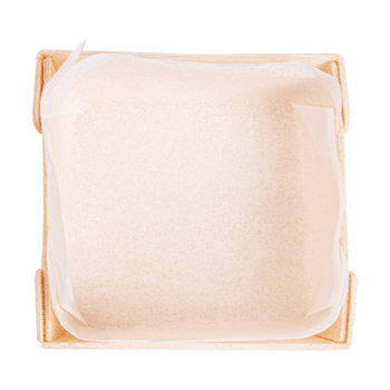 Barquette cuisson en bois avec moule papier siliconé 5.5 x 5.5 x 2 cm - carton de 300 unités