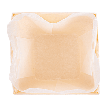 Barquette cuisson en bois avec moule papier siliconé 5.5 x 5.5 x 4.5 cm - carton de 300 unités