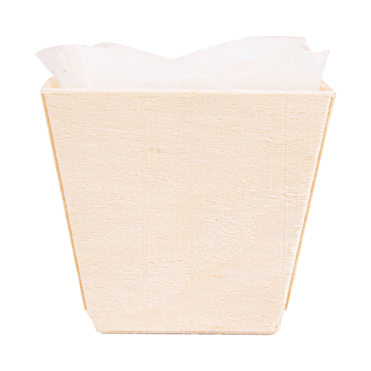 Barquette cuisson en bois avec moule papier siliconé 5.5 x 5.5 x 4.5 cm - carton de 300 unités