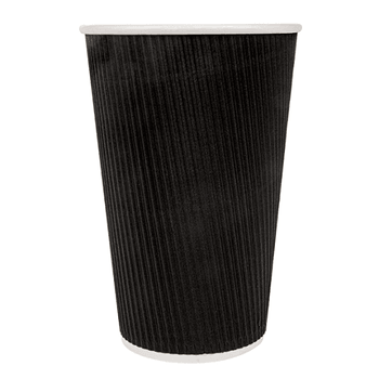 Gobelet NOIR double paroi en carton 48 cl pour café et boissons chaudes - carton de 500 unités
