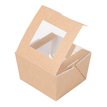 Boîte salade en carton nano-micro avec fenêtre 300 ml - 8x7.5x5.5cm - carton de 600 unités