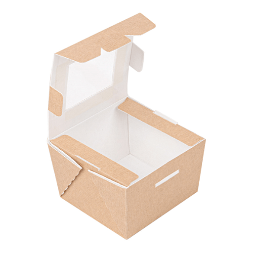 Boîte salade en carton nano-micro avec fenêtre 300 ml - 8x7.5x5.5cm - carton de 600 unités