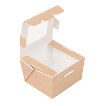 Boîte salade en carton nano-micro avec fenêtre 300 ml - 8x7.5x5.5cm - carton de 600 unités