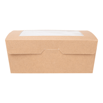 Boîte salade en carton nano-micro avec fenêtre 1350 ml - 15.3x12.1x6.4 cm - carton de 200 unités
