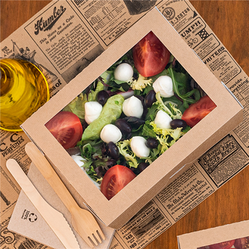 Boîte salade en carton nano-micro avec fenêtre 1980 ml - 19.8x14x6.4 cm - carton de 150 unités