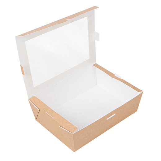 Boîte salade en carton nano-micro avec fenêtre 1980 ml - 19.8x14x6.4 cm - carton de 150 unités