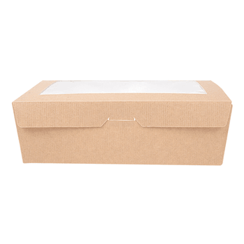 Boîte salade en carton nano-micro avec fenêtre 1980 ml - 19.8x14x6.4 cm - carton de 150 unités