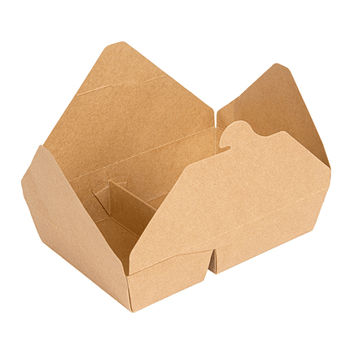 Boite américaine en carton pour plats cuisinés Kraft 2 compartiments 740+530 ml - carton de 200 unités