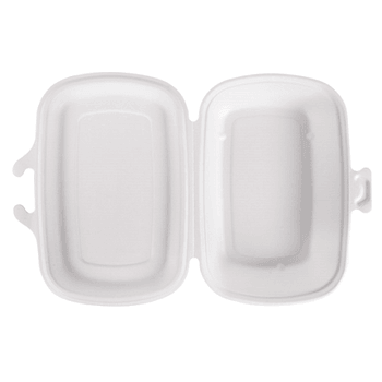 Coque 1 compartiment en cellulose naturelle fibre de canne à sucre 900 ml  - Blanc - 22.4x14x6 cm- carton de 400 unités