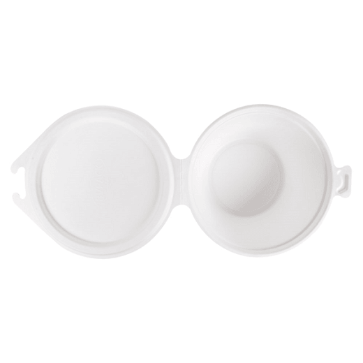 Saladier rond avec couvercle charnière en bagasse  - Blanc - 1300 ml - carton de 300 unités