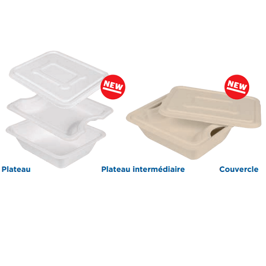 Couvercle pour plateau en bagasse référence 253.83 - Blanc - 23.9x19.2 cm- carton de 400 unités