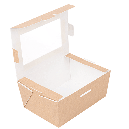Boîte salade en carton nano-micro avec fenêtre 500 ml - 8.5x12x5.5cm - carton de 400 unités