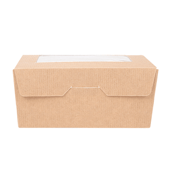 Boîte salade en carton nano-micro avec fenêtre 500 ml - 8.5x12x5.5cm - carton de 400 unités