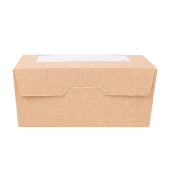 Boîte salade en carton nano-micro avec fenêtre 500 ml - 8.5x12x5.5cm - paquet de 50 unités