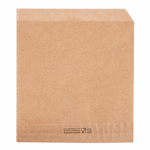 Sac burger Neutre kraft ouvert sur 2 côtés 13 x 14 cm - Personnalisation avec logo 1 couleur