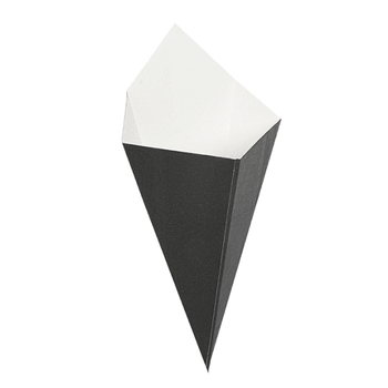 Cornet pour frites ou churros NOIR en carton ondulé nano-micro 100g - carton de 1600 unités