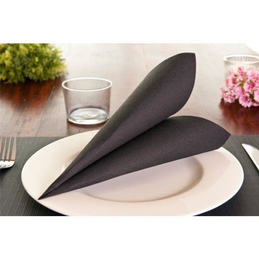 Serviette Double Point® 39x39cm NOIRE - Pack de 50 unités