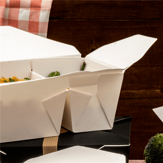 Boite américaine en carton pour plats cuisinés Blanc 2 compartiments 900+450 ml - carton de 300 unités