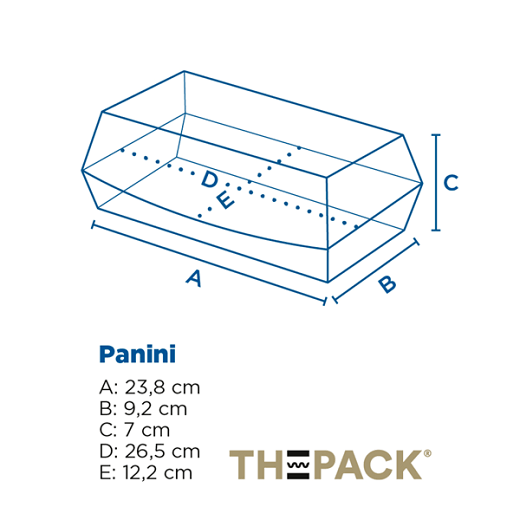 Coque Panini en carton nano-micro KRAFT 26x12x7 cm - paquet de 50 unités